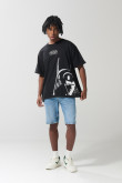 Camiseta negra oversize de Star Wars con cuello redondo