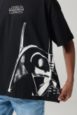 Camiseta negra oversize de Star Wars con cuello redondo