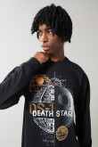 Buzo de Star Wars negro cuello redondo con hombro rodado