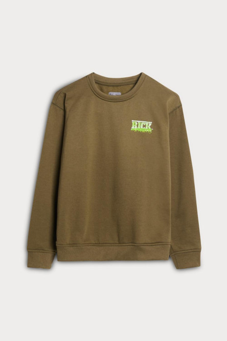 Buzo verde oscuro de Rick and Morty con cuello redondo