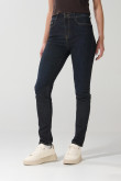 Jean jegging ceñido tiro súper alto azul con bolsillos