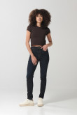 Jean jegging ceñido tiro súper alto azul con bolsillos