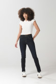 Jean tiro alto jegging azul intenso ceñido con cremallera