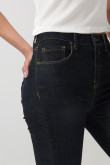 Jean tiro alto jegging azul intenso ceñido con cremallera