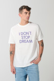 Camiseta en algodón manga corta unicolor estampada
