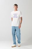 Camiseta en algodón manga corta unicolor estampada