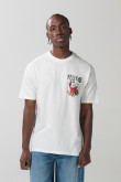 Camiseta crema manga corta con estampado de Félix el Gato