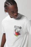 Camiseta crema manga corta con estampado de Félix el Gato