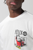 Camiseta crema manga corta con estampado de Félix el Gato