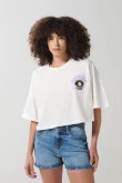 Camiseta crop top oversize crema clara de Mafalda
