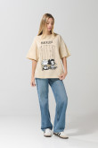 Camiseta de Mafalda oversize kaki clara manga corta