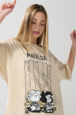 Camiseta de Mafalda oversize kaki clara manga corta
