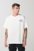 Camiseta oversize crema cuello redondo con arte vintage