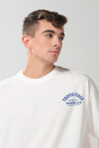 Camiseta oversize crema cuello redondo con arte vintage