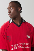 Camiseta college deportiva oversize rojo medio con manga corta