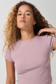 Camiseta manga corta acanalada unicolor ajustada