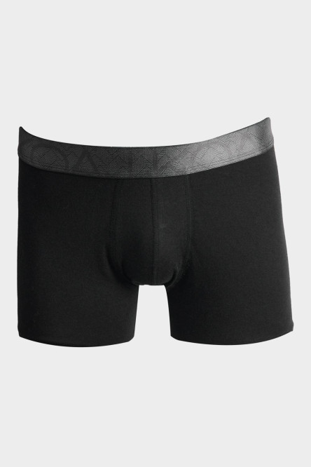 Bóxer en algodón negro brief-medio con cintura en contraste