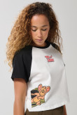 Camiseta de Tom y Jerry crema con manga ranglan corta