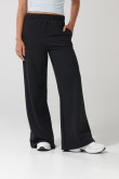 Pantalón unicolor jogger con bota recta en tela gruesa