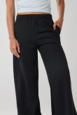 Pantalón unicolor jogger con bota recta en tela gruesa