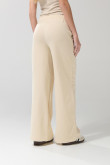 Pantalón unicolor jogger con bota recta en tela gruesa