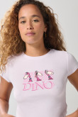 Camiseta lila clara en rib manga corta de Los Picapiedra