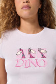 Camiseta lila clara en rib manga corta de Los Picapiedra