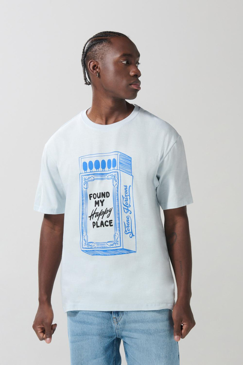 Camiseta en algodón manga corta unicolor estampada
