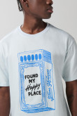 Camiseta en algodón manga corta unicolor estampada