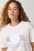 Camiseta unicolor cuello redondo con diseño de playa