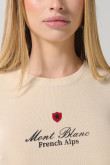 Camiseta acanalada kaki cuello redondo con arte college