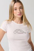 Camiseta unicolor manga corta con diseño de peces