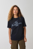 Camiseta azul cuello redondo en algodón con arte college