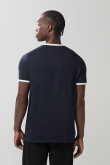 Camiseta azul manga corta college con contrastes