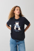 Camiseta en algodón manga corta azul con diseño college