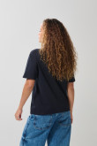 Camiseta en algodón manga corta azul con diseño college