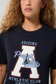 Camiseta en algodón manga corta azul con diseño college
