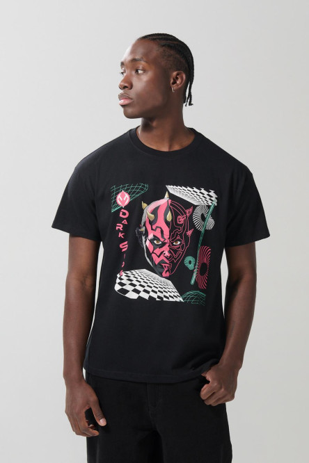 Camiseta negra de Star Wars en algodón manga corta