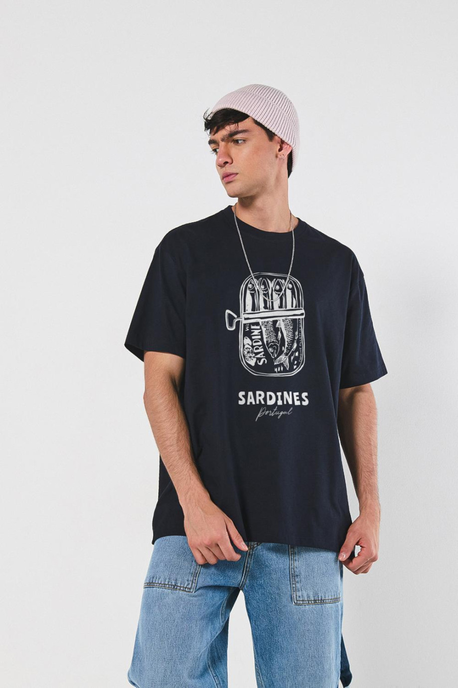 Camiseta oversize manga corta de sardinas