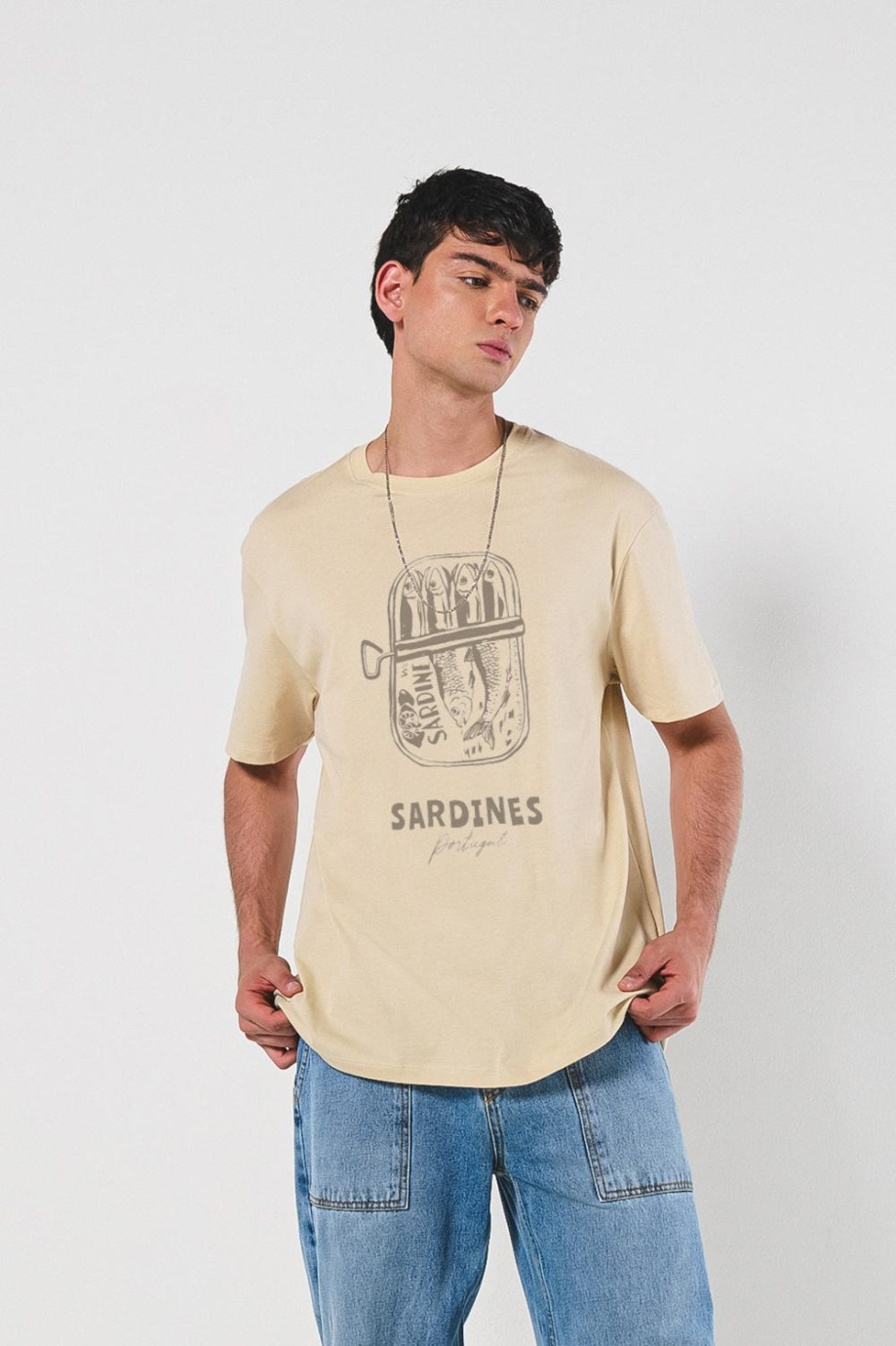 Camiseta oversize manga corta de sardinas