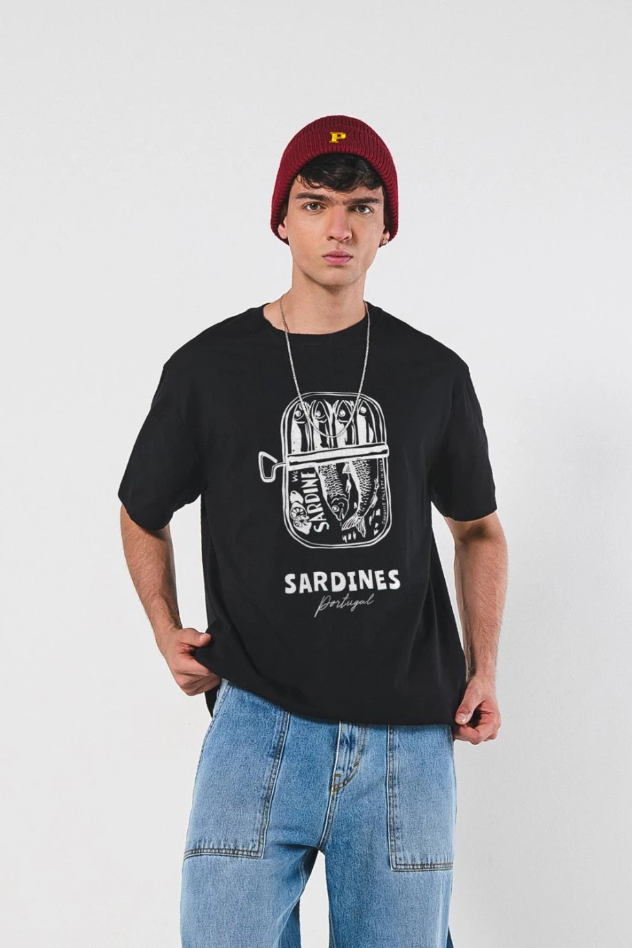 Camiseta oversize manga corta de sardinas