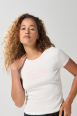 Camiseta unicolor manga corta con diseño de peces