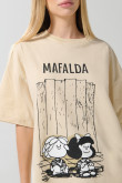 Camiseta de Mafalda oversize kaki clara manga corta