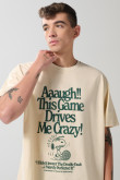 Camiseta kaki cuello redondo con diseño de Snoopy oversize