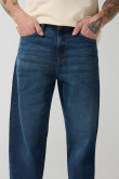 Jean azul oscuro baggy bota ancha con tiro medio
