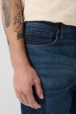 Jean azul oscuro baggy bota ancha con tiro medio