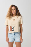 Camiseta crop top kaki con arte de Osos Escandalosos