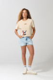 Camiseta crop top kaki con arte de Osos Escandalosos