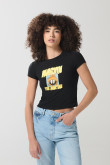 Camiseta negra manga corta con arte de Looney Tunes