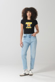 Camiseta negra manga corta con arte de Looney Tunes